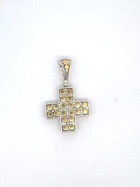 John Hardy Two Tone Sterling/18K Dotted Cross Pendant